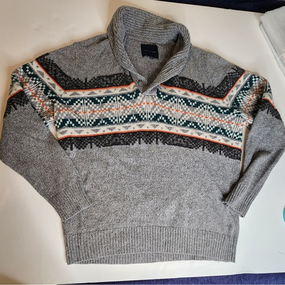 American Eagle Outfitters Other - American Eagle Cotton & Wool Pullover Shawl Collar Gray Sweater